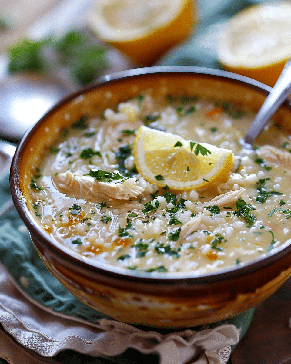 Lemon Coconut Chicken and Rice Soup