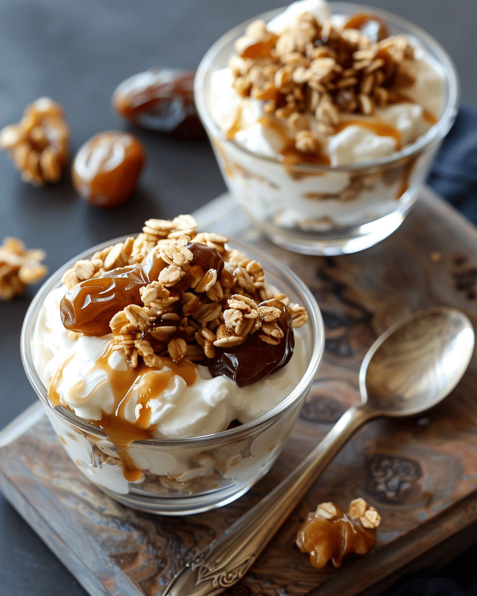 Salted Caramel Yogurt Clusters with Dates