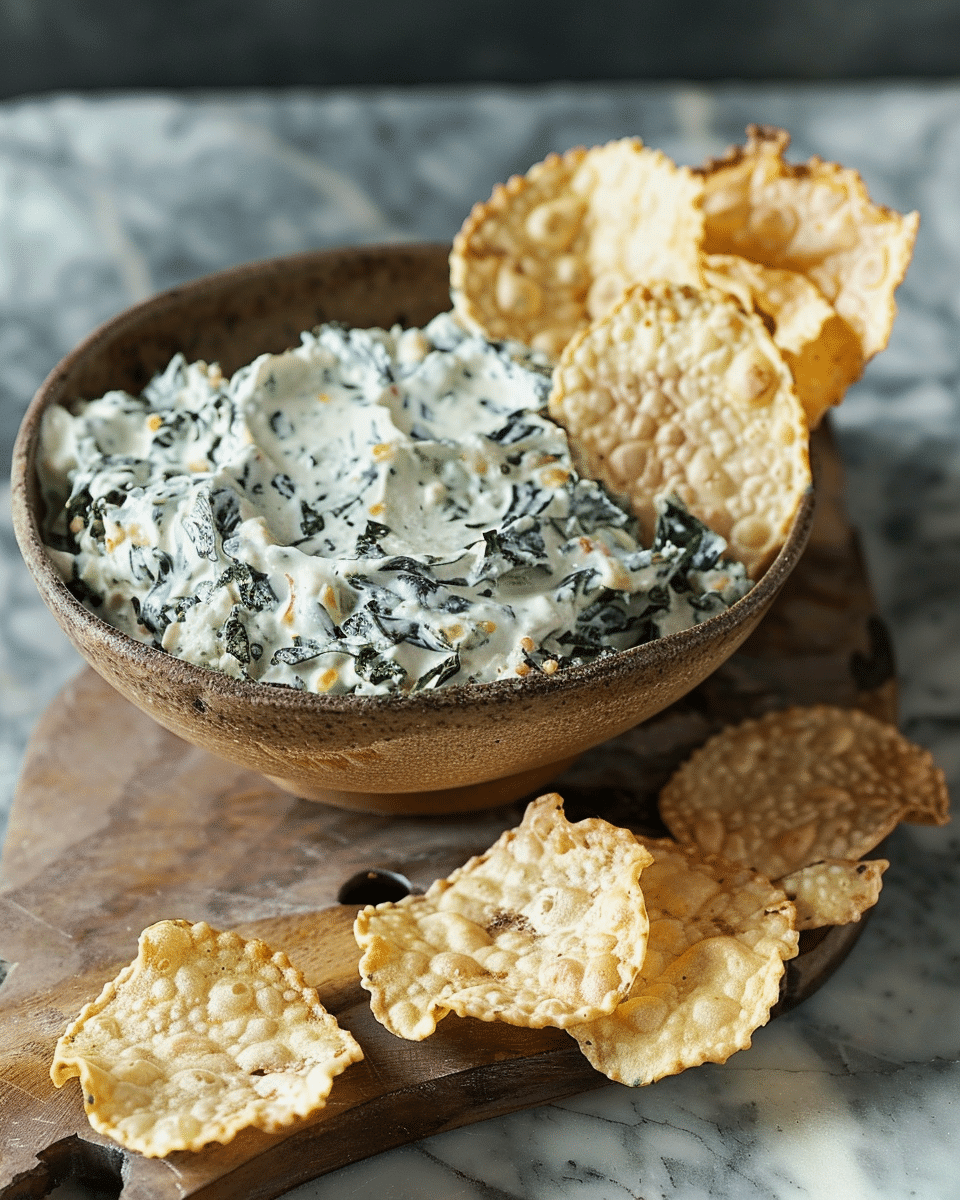 Best Spinach Dip Cheese Crisps