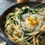 Breakfast Pasta with Spinach and Egg