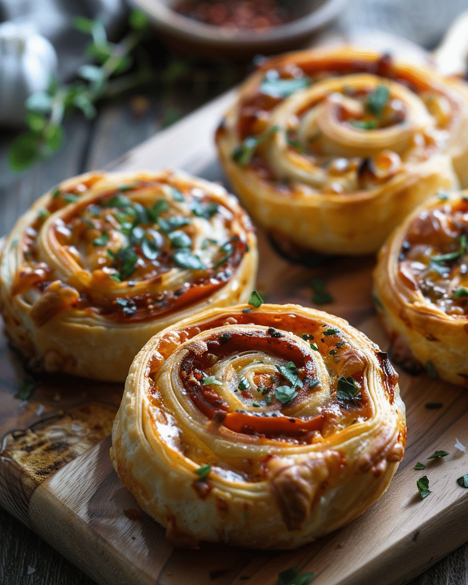 Cheesy Roasted Pepper Pastry Pinwheels