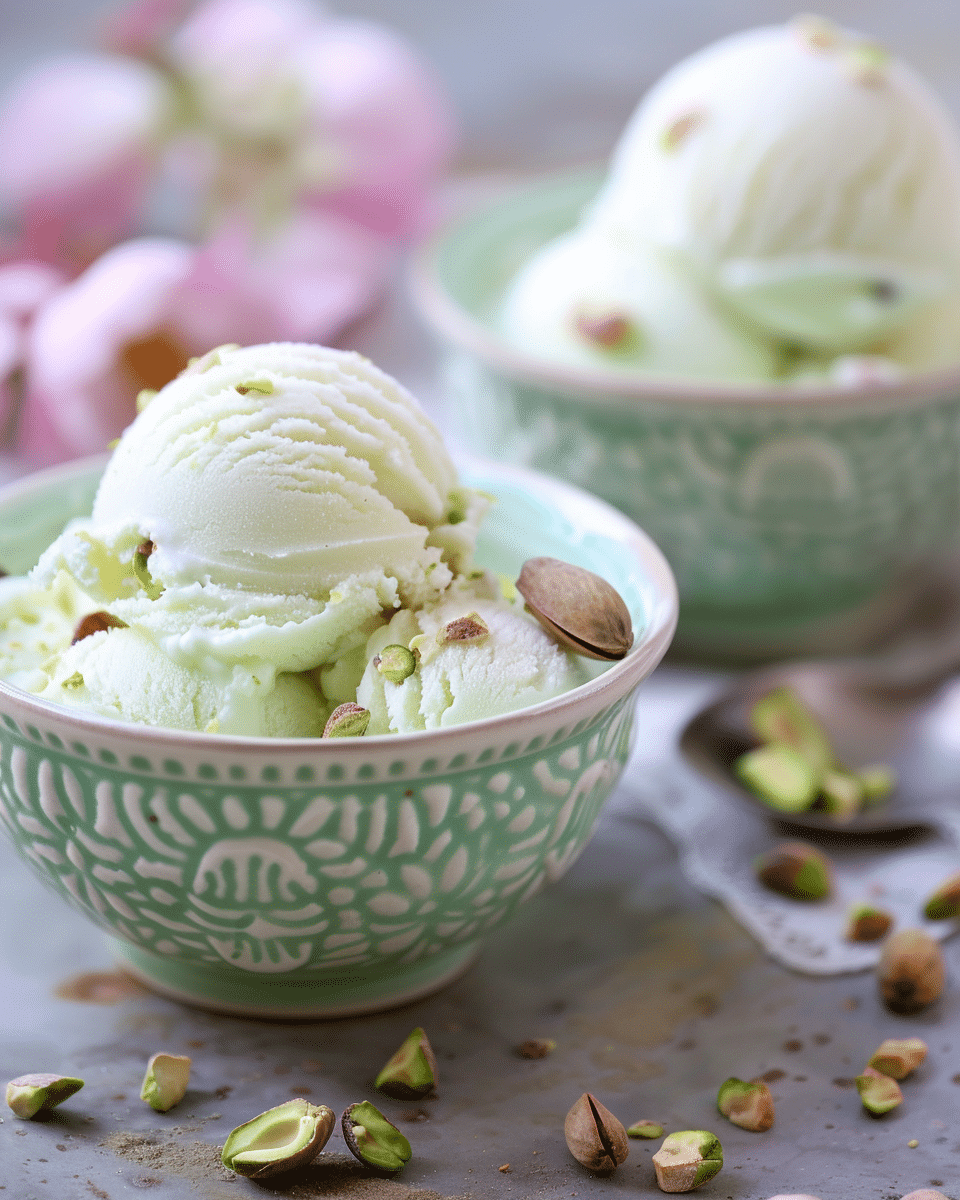 Healthy Almond Pistachio Frozen Yogurt