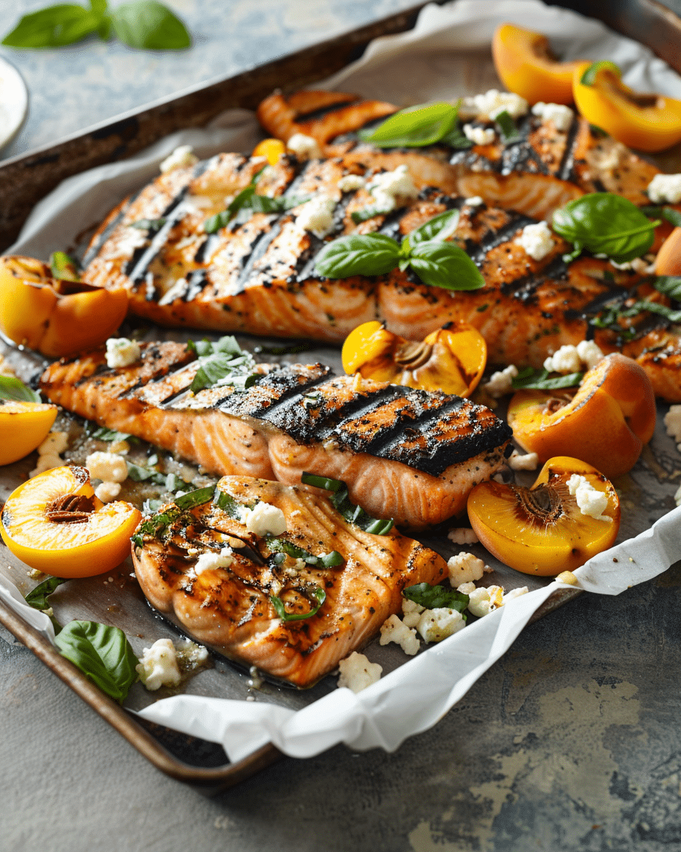 Grilled Salmon with Nectarines and Goat Cheese