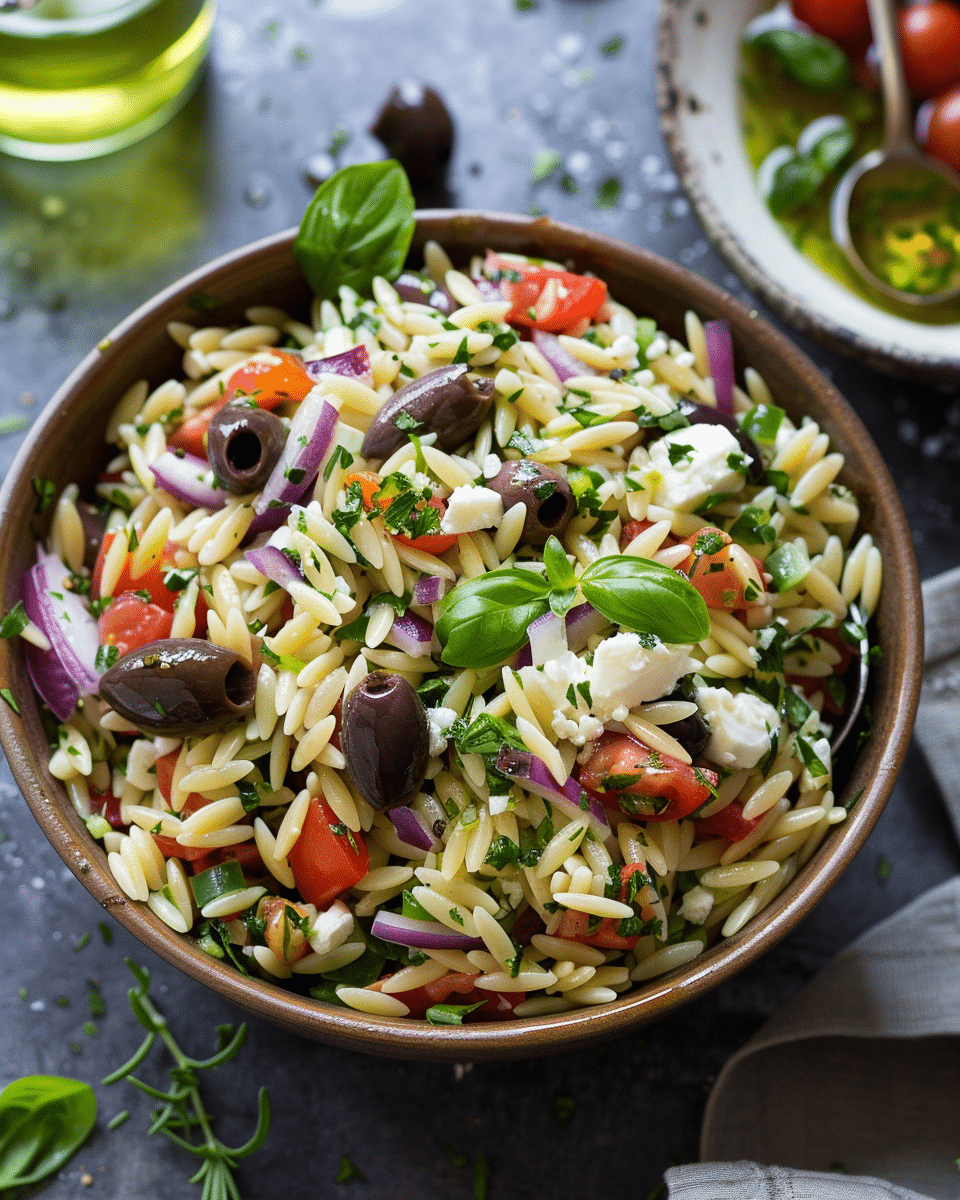 Herby Olive Italian Orzo Salad