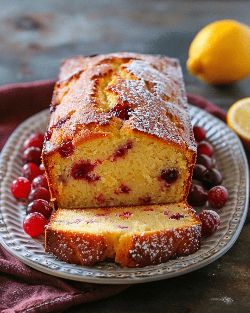 Healthy Cranberry Lemon Loaf Pound Cake