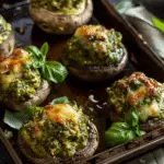 Pesto Chicken Stuffed Mushrooms
