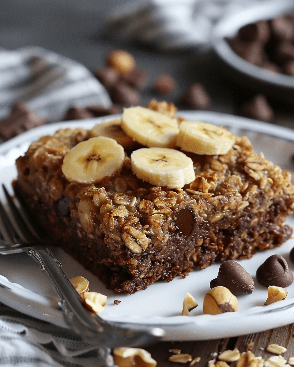 Chocolate Banana Hazelnut Baked Oatmeal