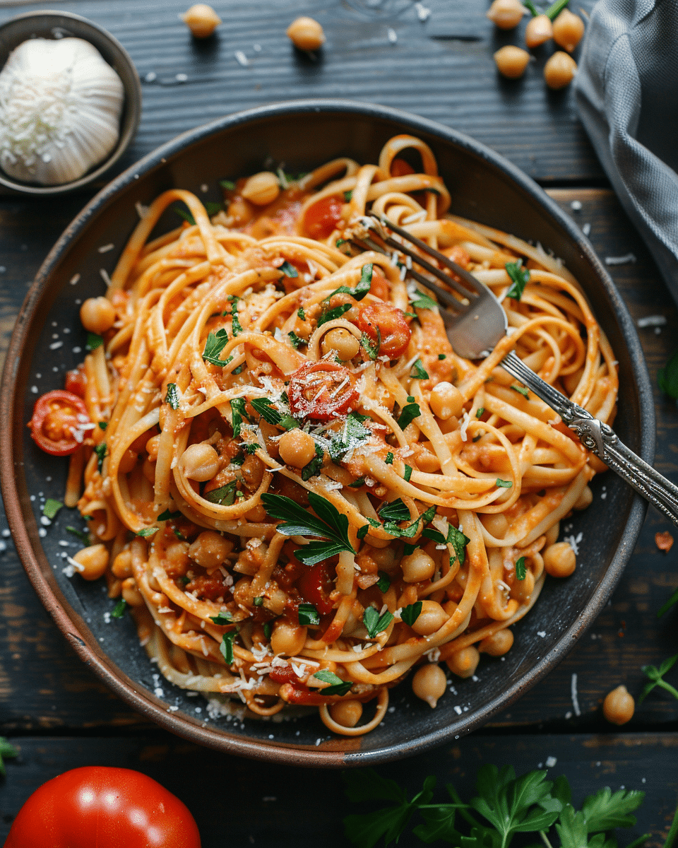 Creamy Tomato Chickpea Pasta