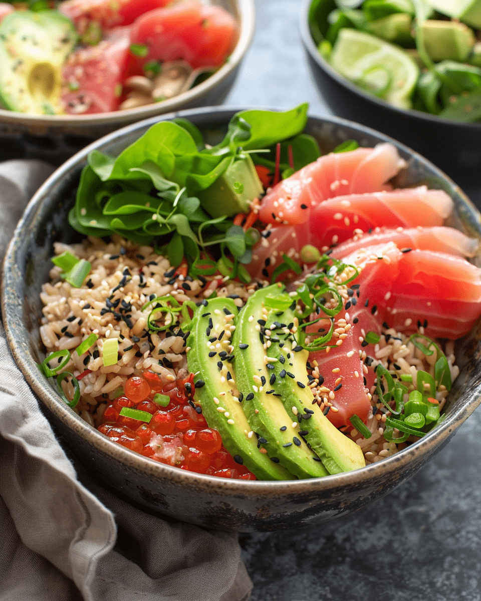 Tuna Avocado Brown Rice Bowls