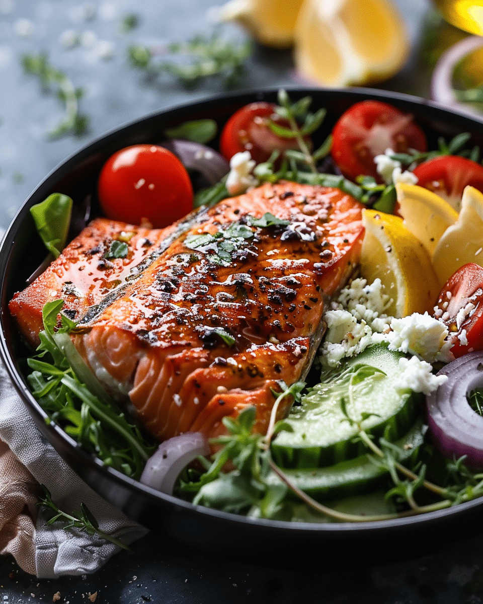 Greek Salmon Salad Bowls