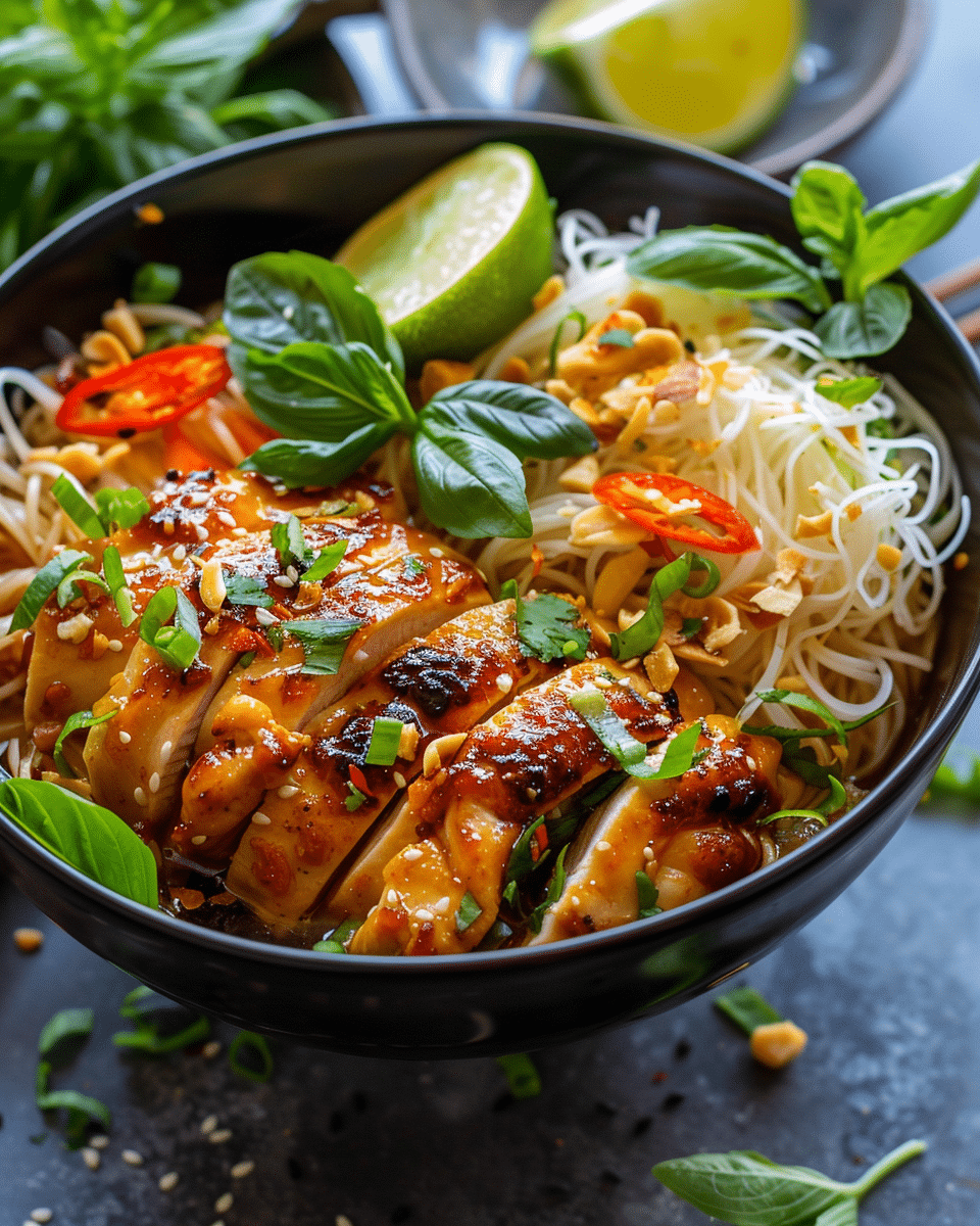 Vietnamese Lemongrass Chicken Noodle Bowls