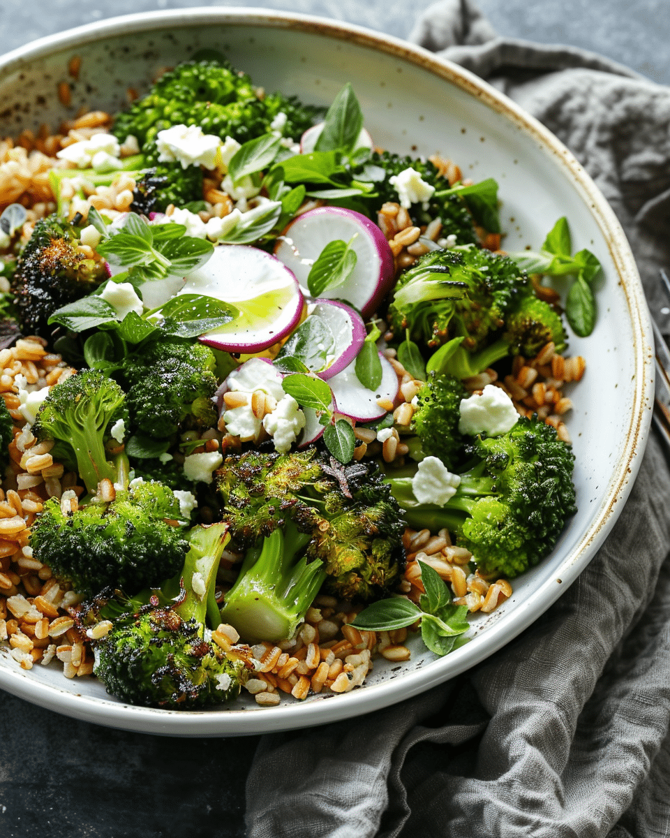 Roasted Broccoli and Farro Bowls