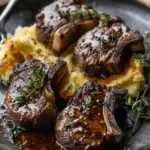 Lamb Chops with Shallot & Thyme Pan Sauce and Garlic Smashed Potatoes