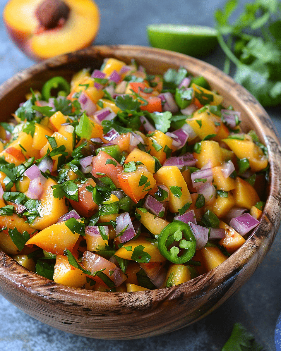 Fresh Zesty Peach Salsa Recipe with Jalapeño and Cilantro