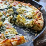 Deep Dish Cast Iron Skillet Spinach Artichoke Pizza