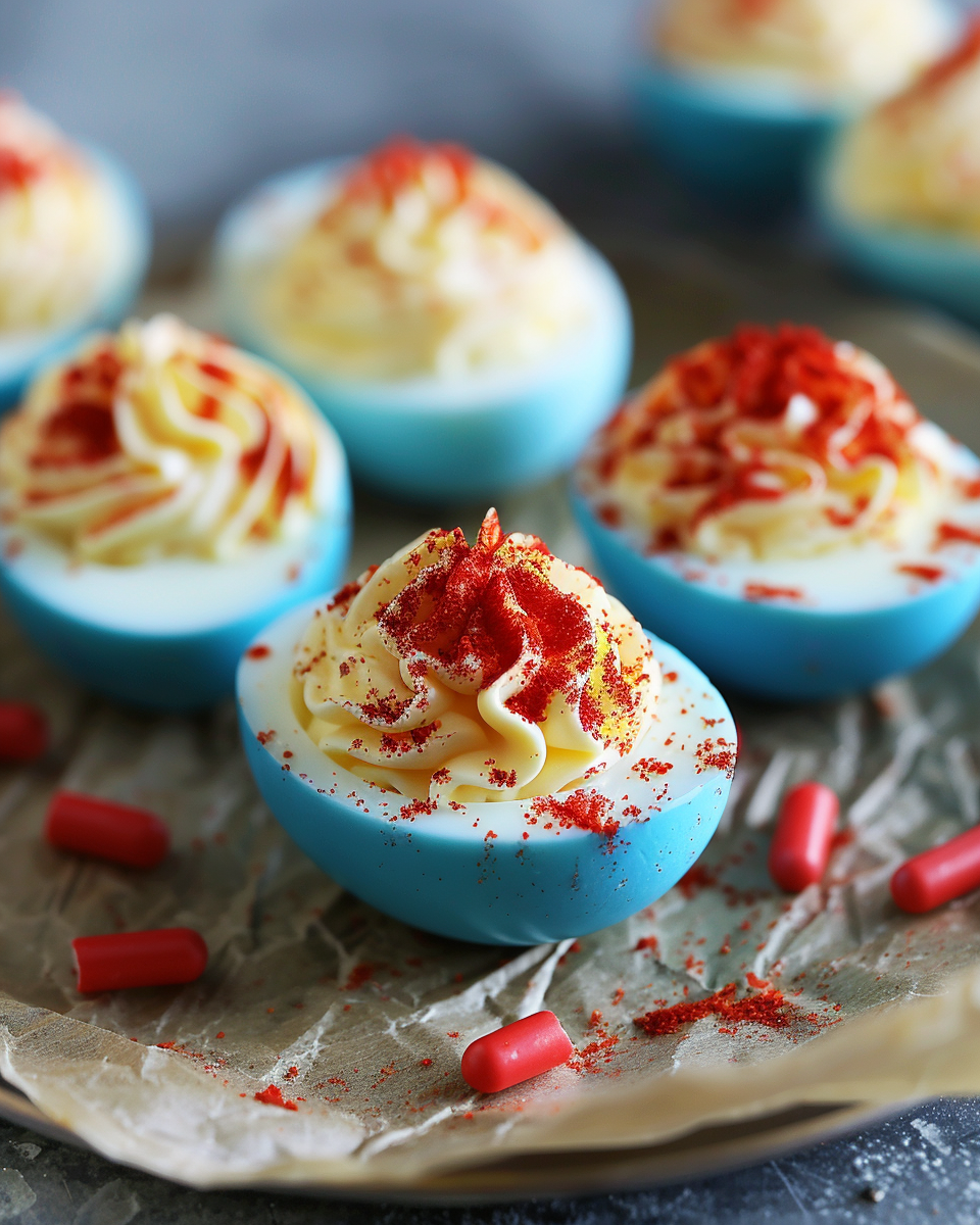 Flavorful Red White Blue Deviled Eggs Recipe Easy Homemade with Beet and Bleu Cheese