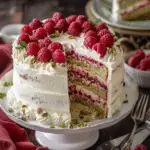 Raspberry Pistachio Layer Cake with Chantilly Cream