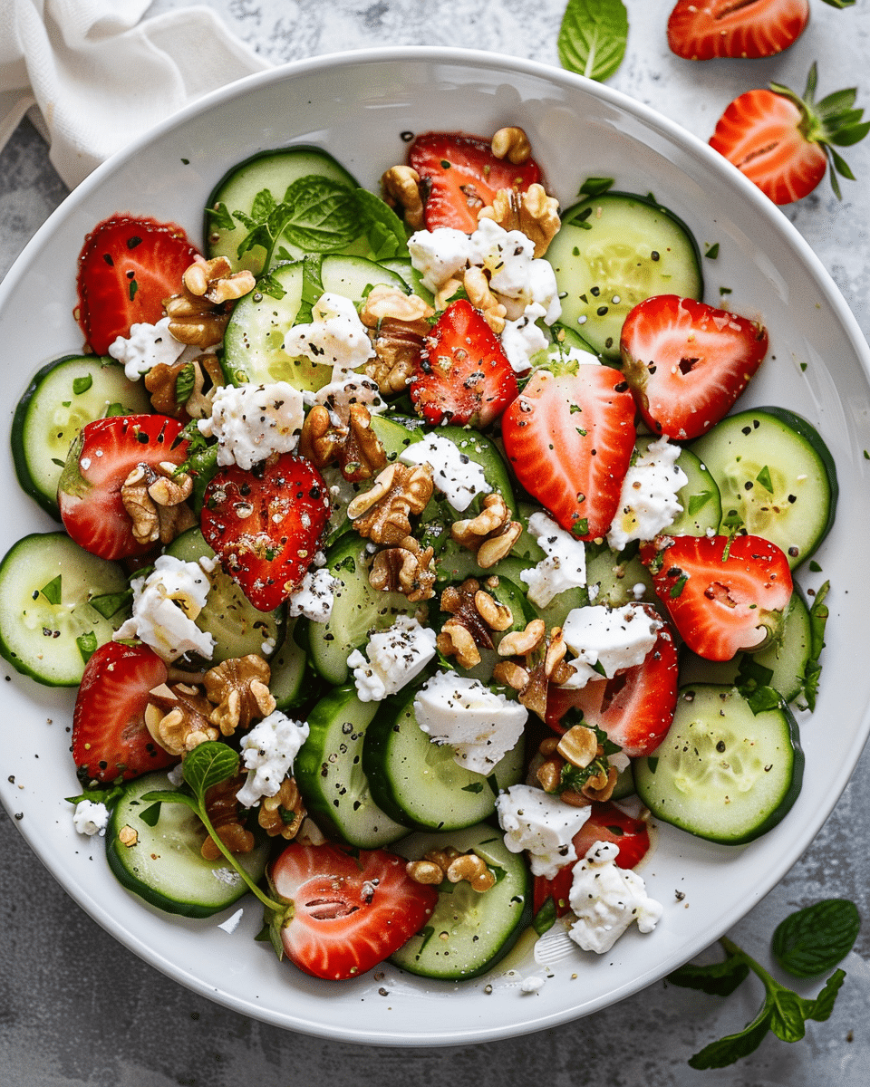 Strawberry Cucumber Salad with Walnuts and Goat Cheese