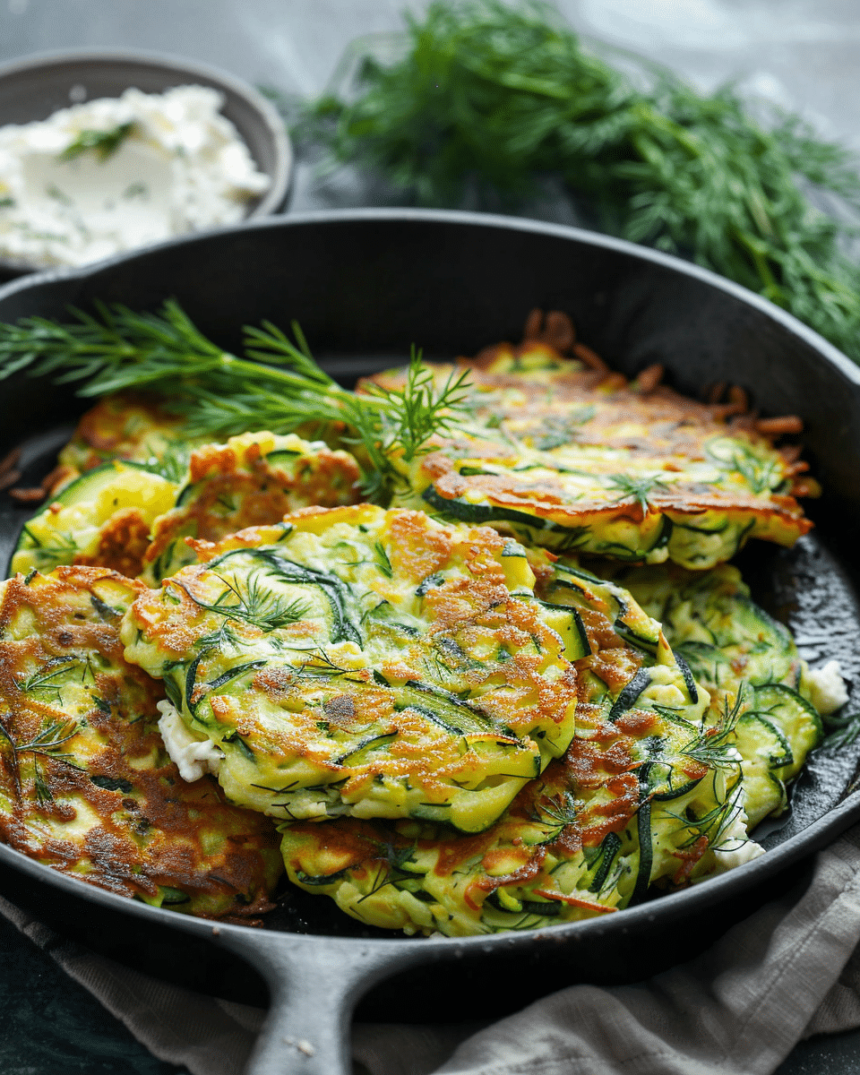 Crispy Zucchini Fritters with Feta and Fresh Dill