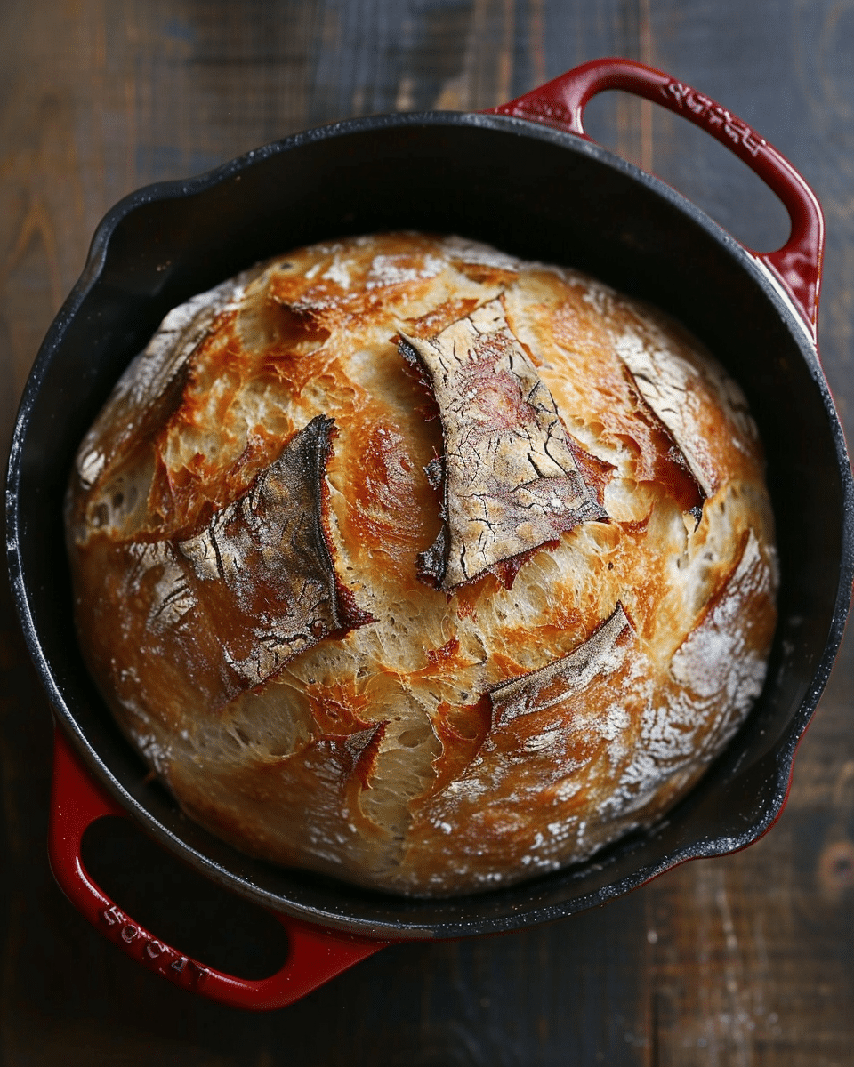 Crusty No-Knead Bread Baked in a Dutch Oven