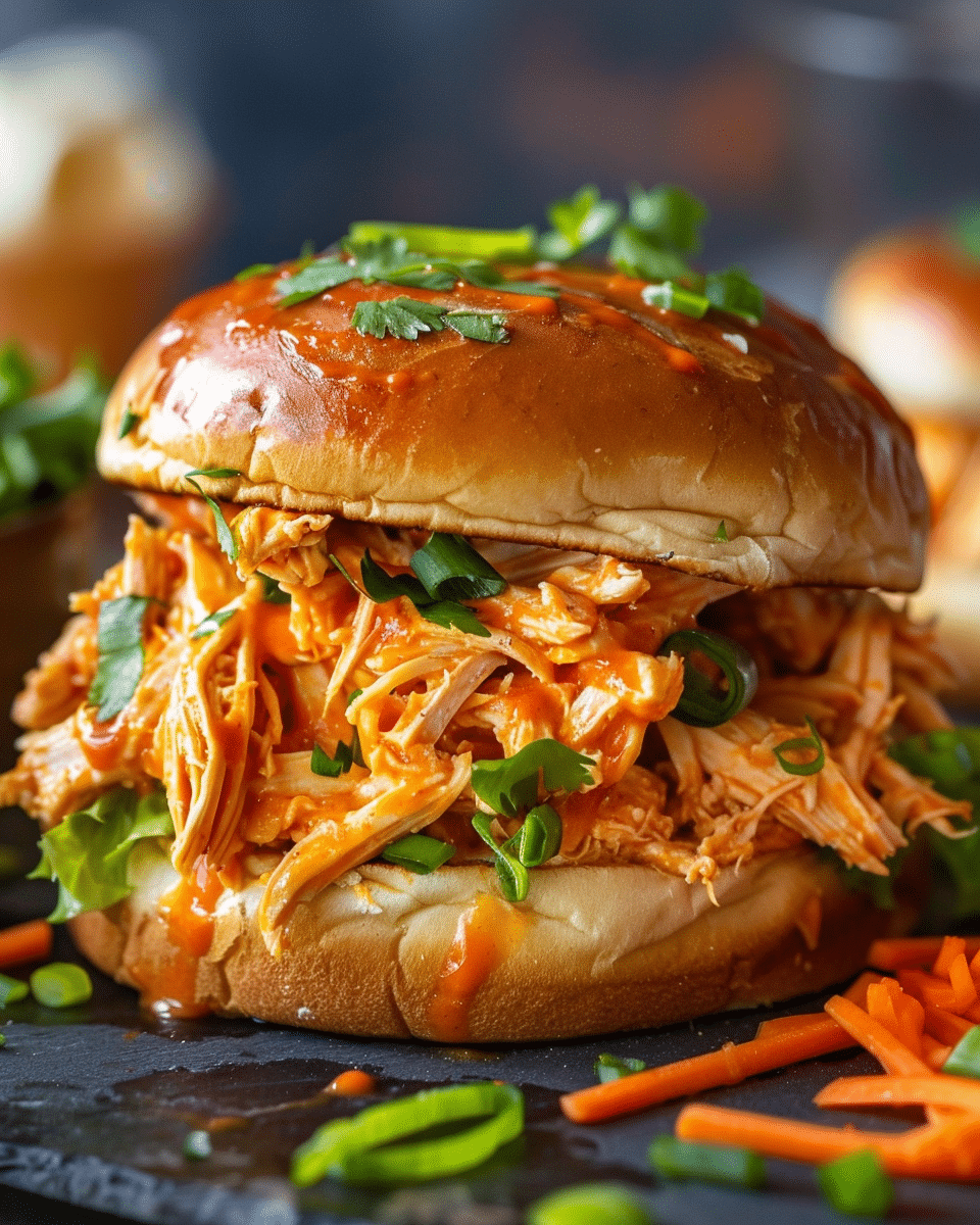 Slow Cooker Buffalo Chicken Sandwiches