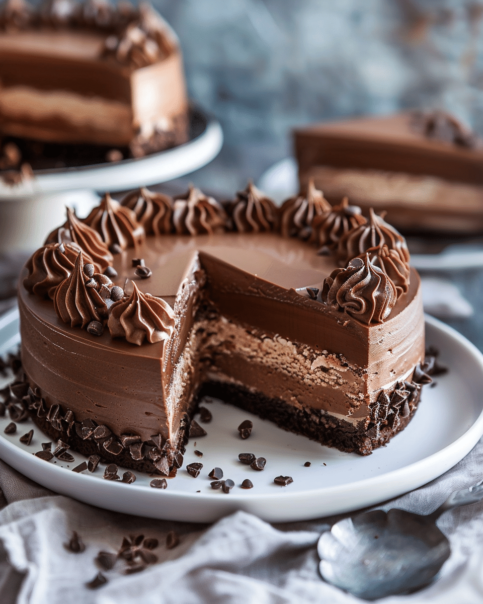 Triple Layer Nutella Mousse Cake