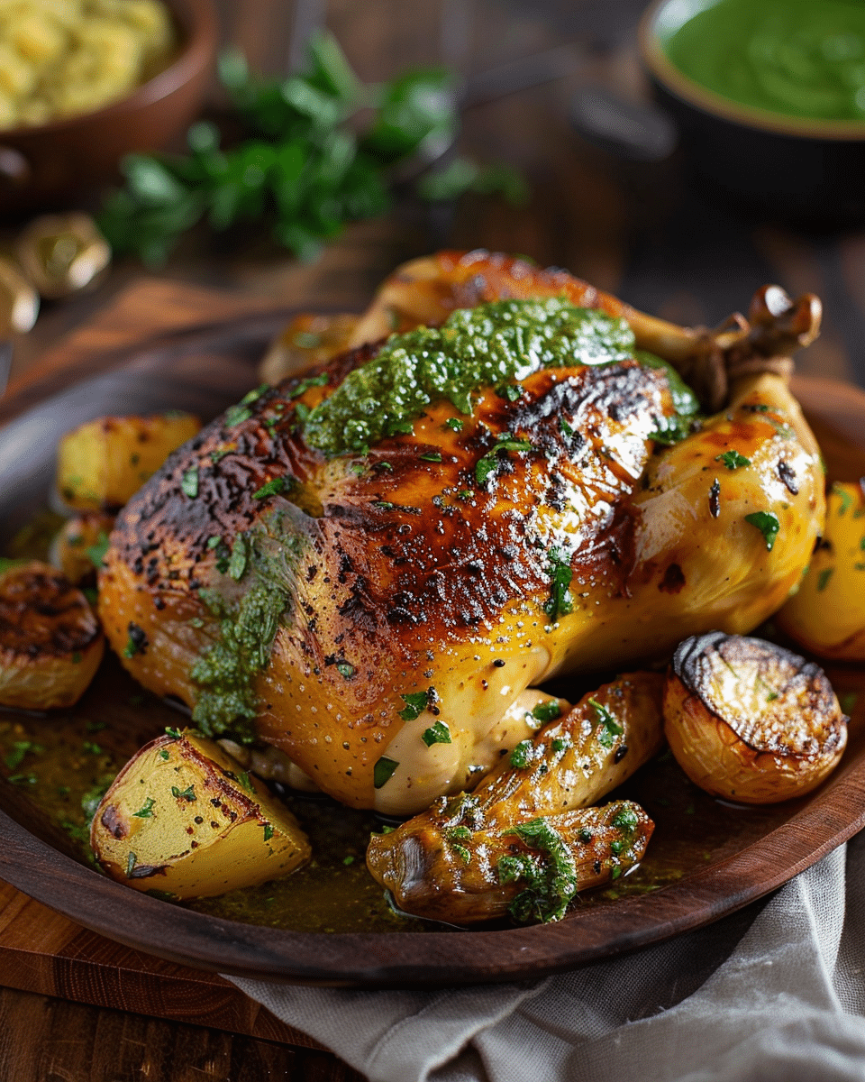 Peruvian-Style Roast Chicken with Green Sauce