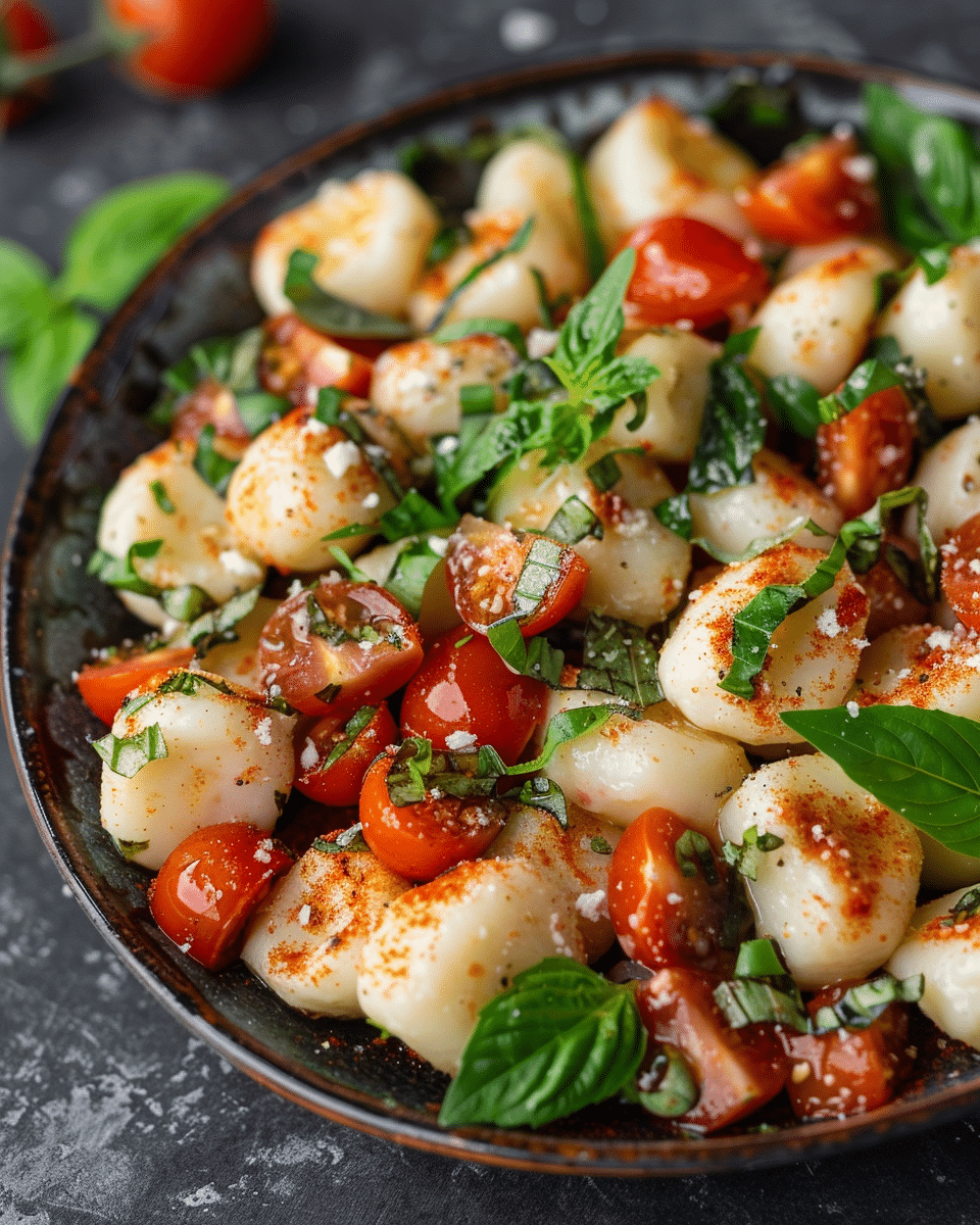 Crispy gnocchi Caprese salad