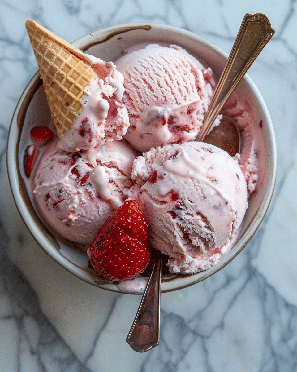 No-Churn Strawberry Ice Cream