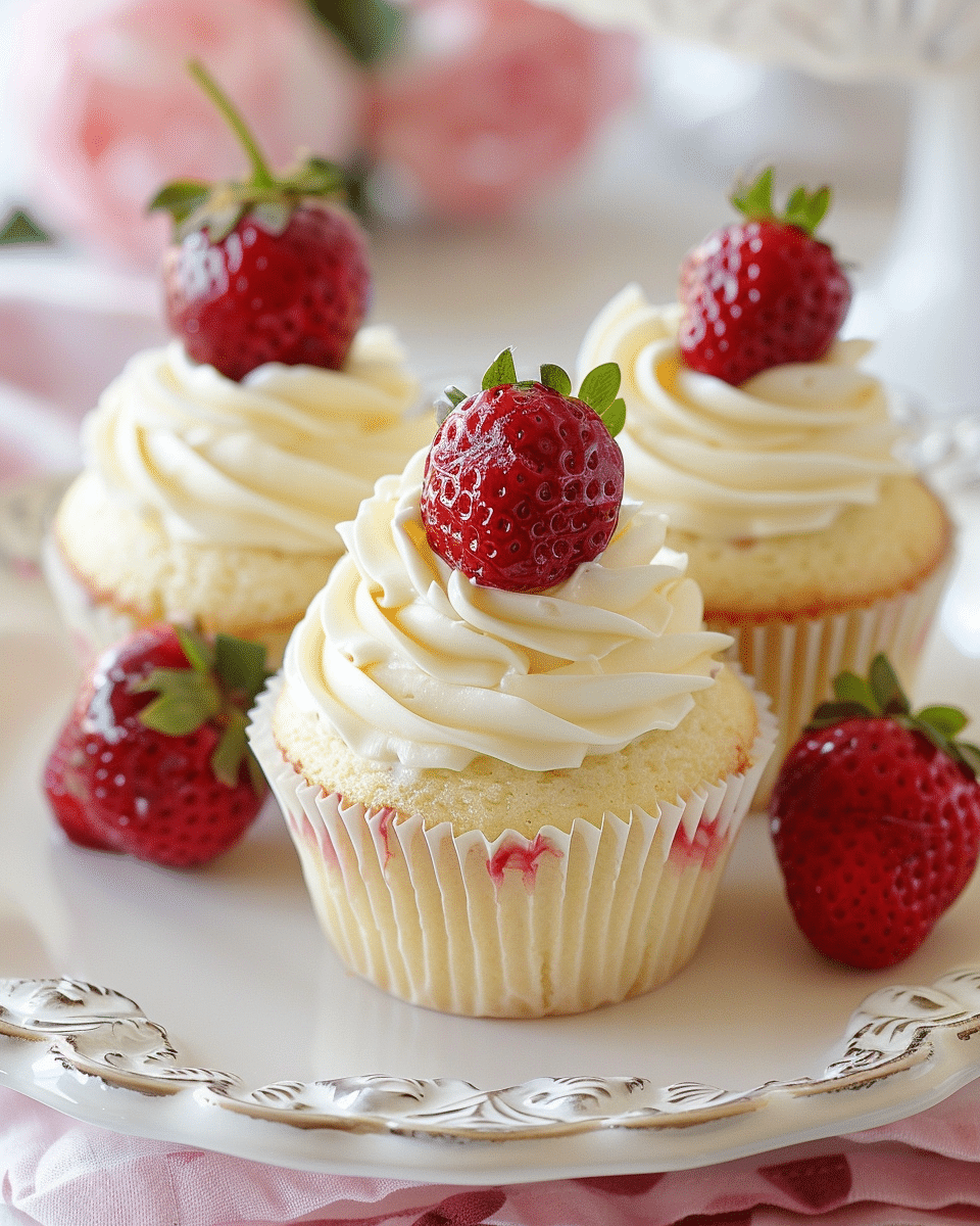 Strawberries and Cream Cupcakes