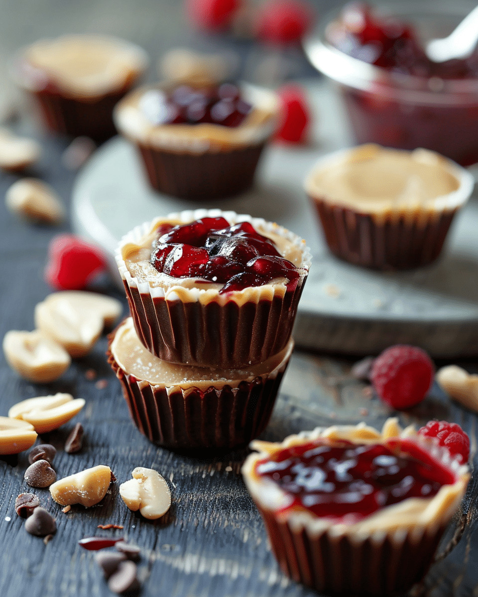 White Chocolate Peanut Butter and Jam Cups