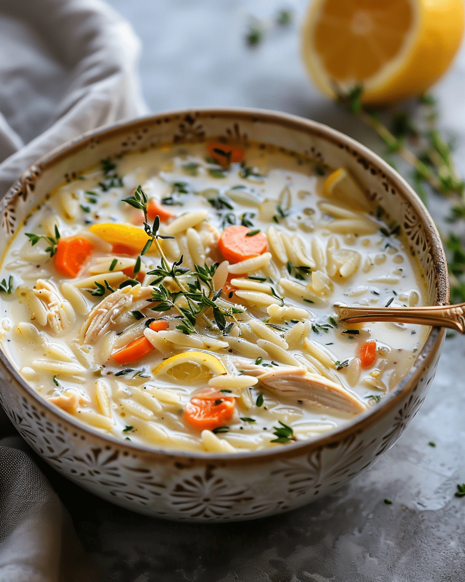 Creamy Lemon Chicken Orzo Soup