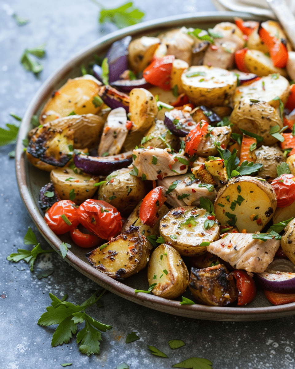 Roast Vegetable and Tuna Warm Potato Salad