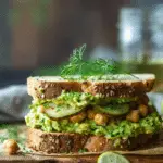 Smashed Chickpea Avocado Dill Pickle Sandwiches