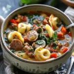 Rustic Italian Tortellini Soup with Sausage