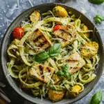 Lemon Pesto Vegetable Pasta with Grilled Cheese