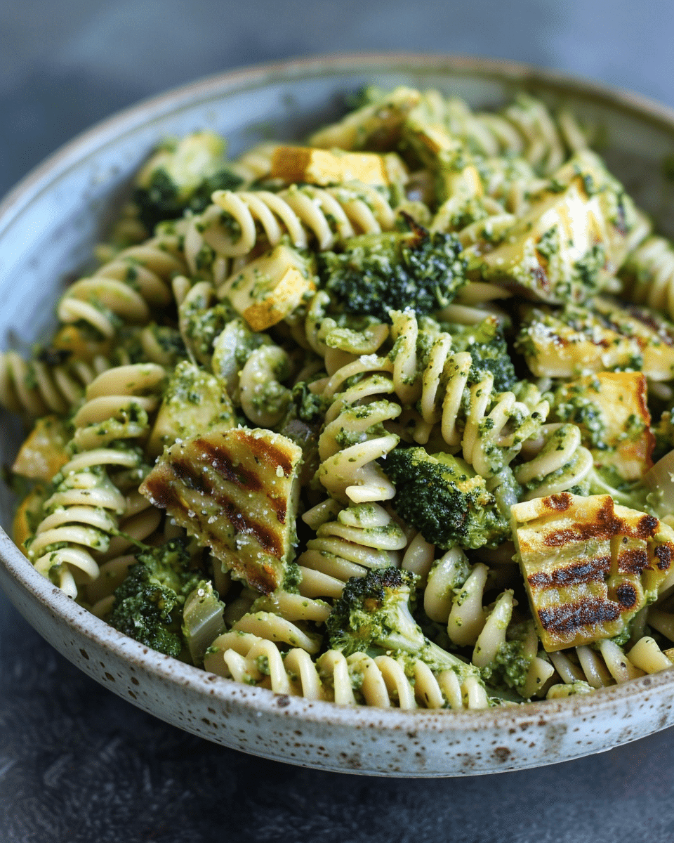 Lemon Pesto Vegetable Pasta with Grilled Cheese