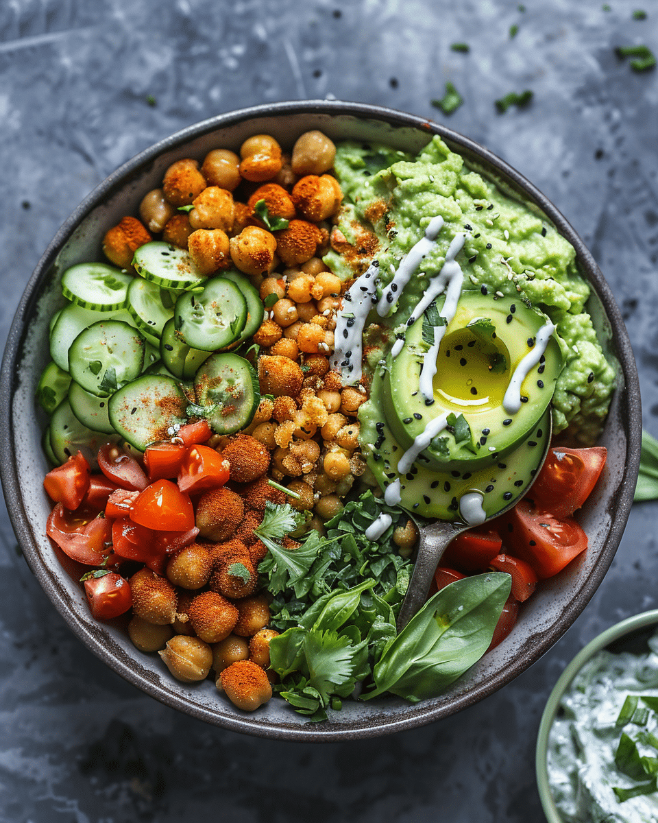 Moroccan Chickpea Bowls with Herb Tahini Sauce