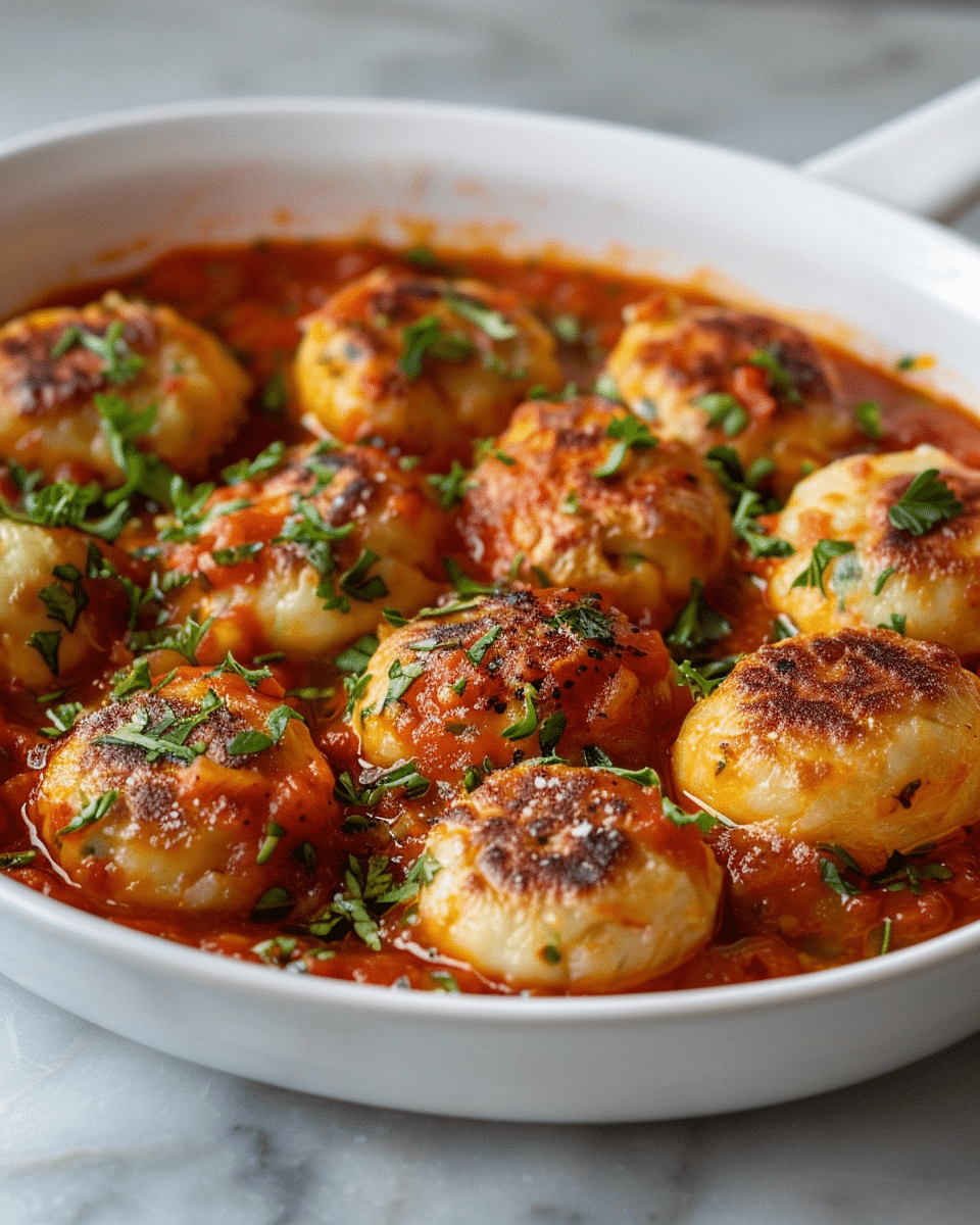 Ricotta Gnudi al Sugo (Ricotta Dumplings with Fresh Tomato Sauce)
