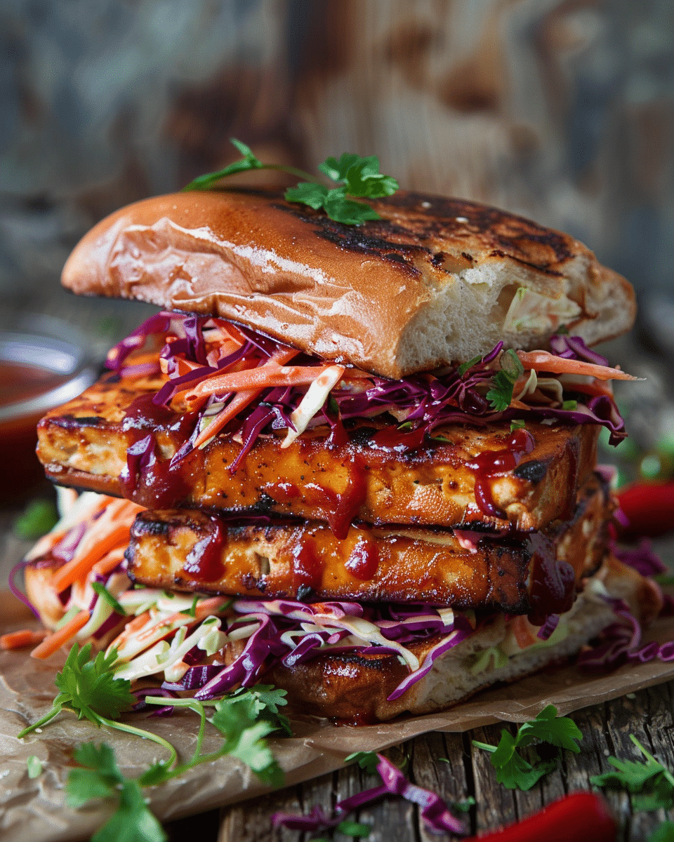 BBQ Tofu Sandwiches with Slaw