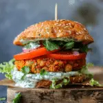 Moroccan Chickpea Burgers with Cilantro Tahini Sauce