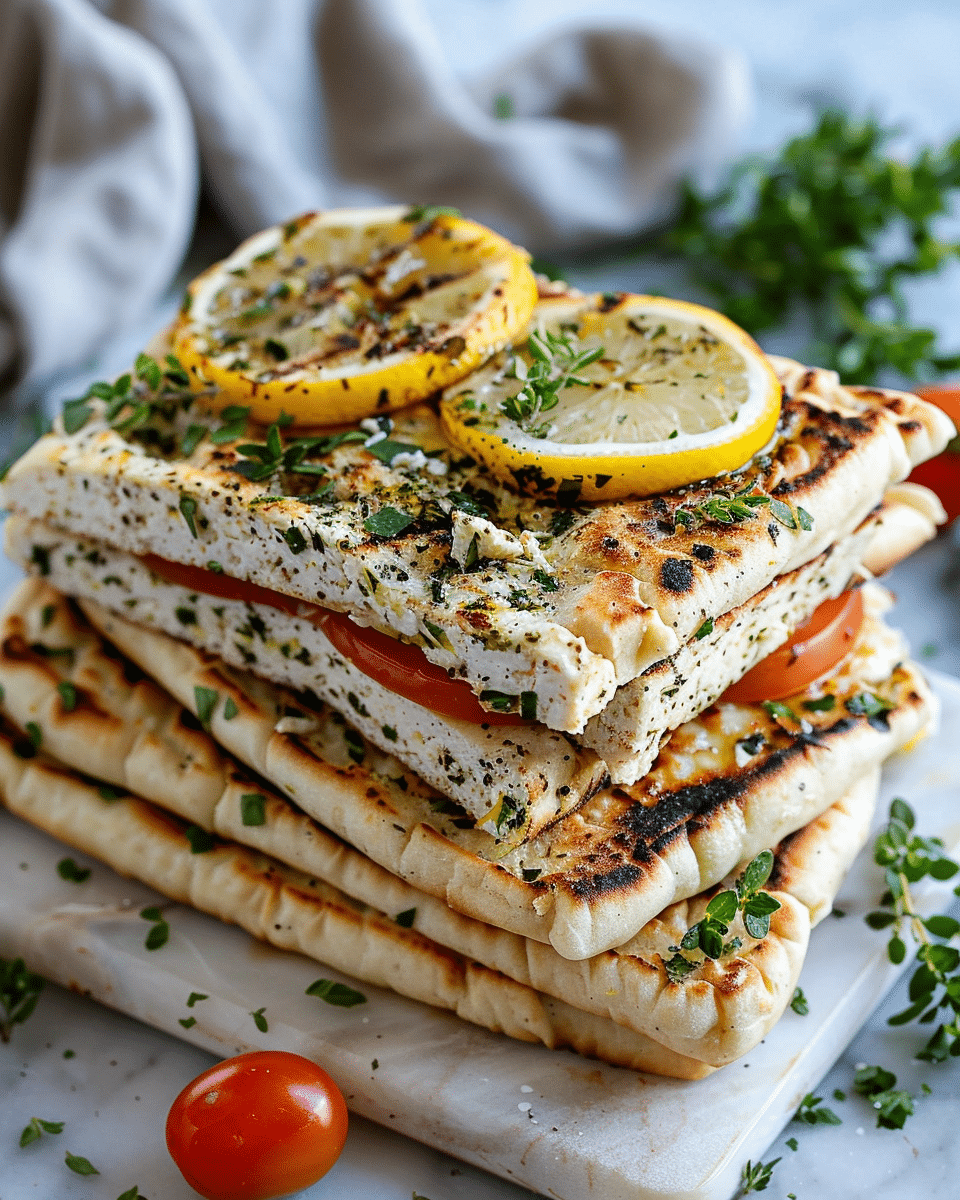 Vegan Greek Lemon Herb Tofu Naanwiches