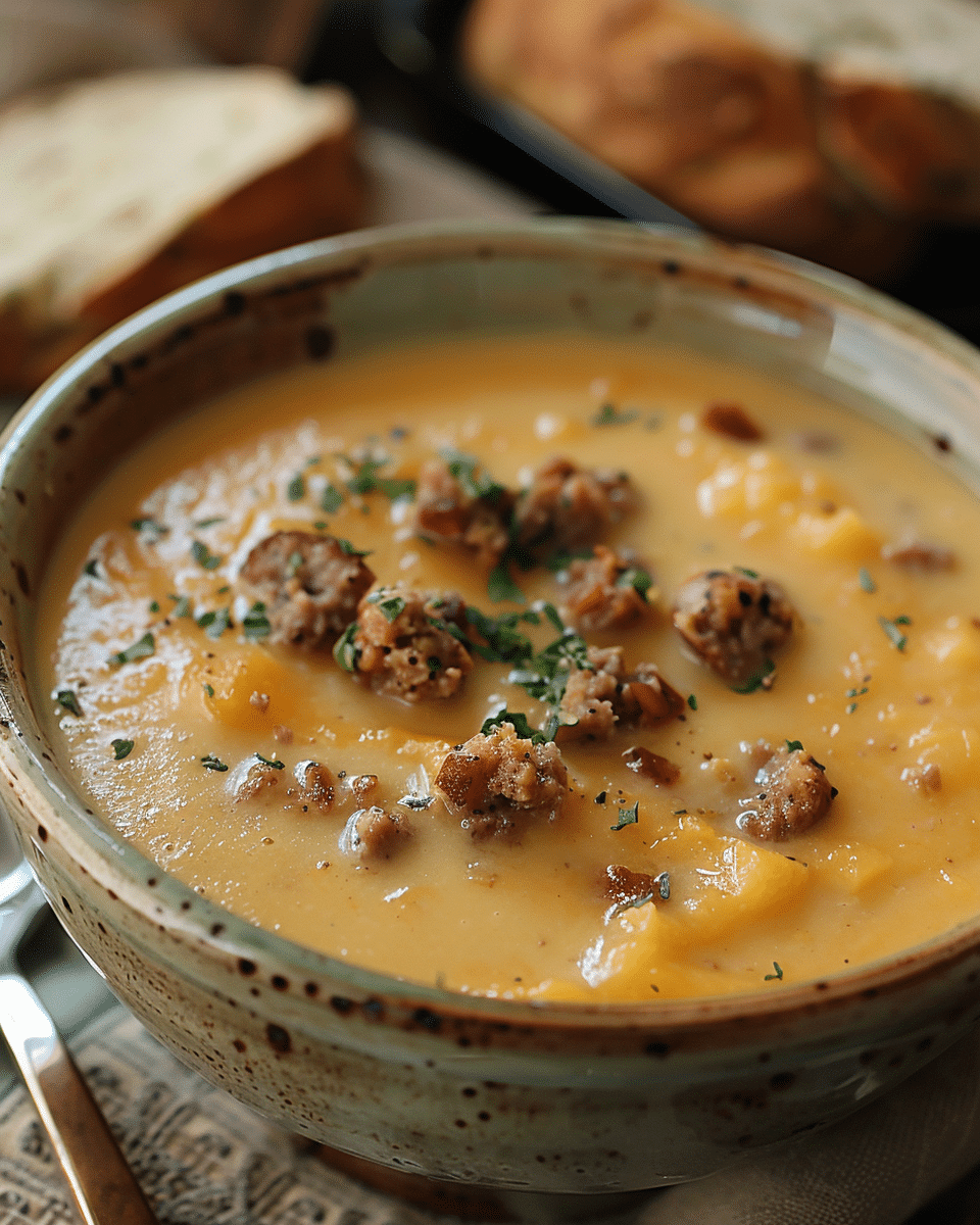 Creamy Butternut Squash Soup with Sausage