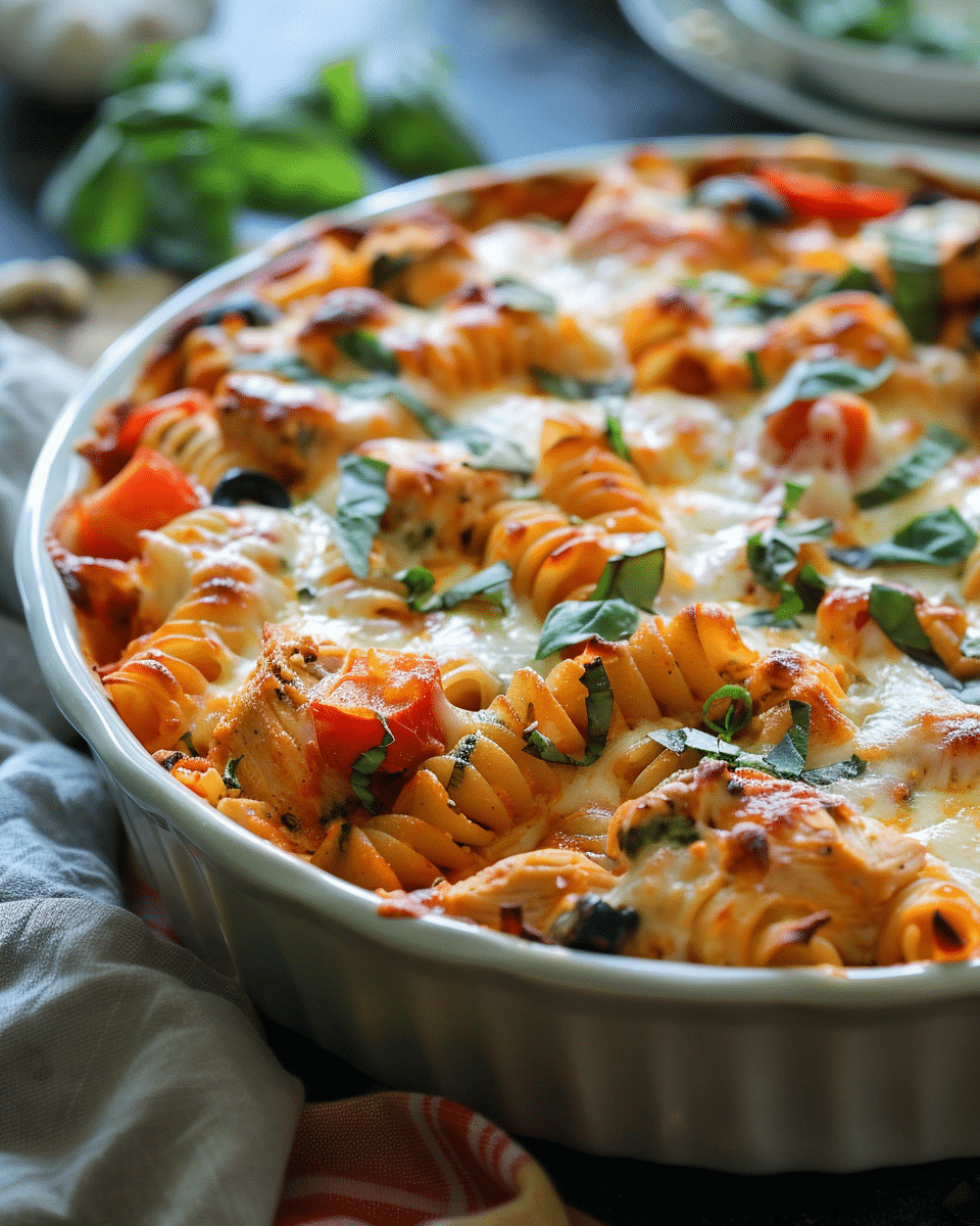 Mediterranean Chicken Pasta Bake