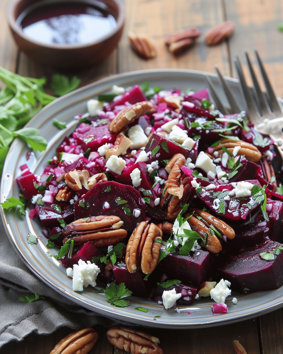 Roasted Beet Salad with Pecans and Feta