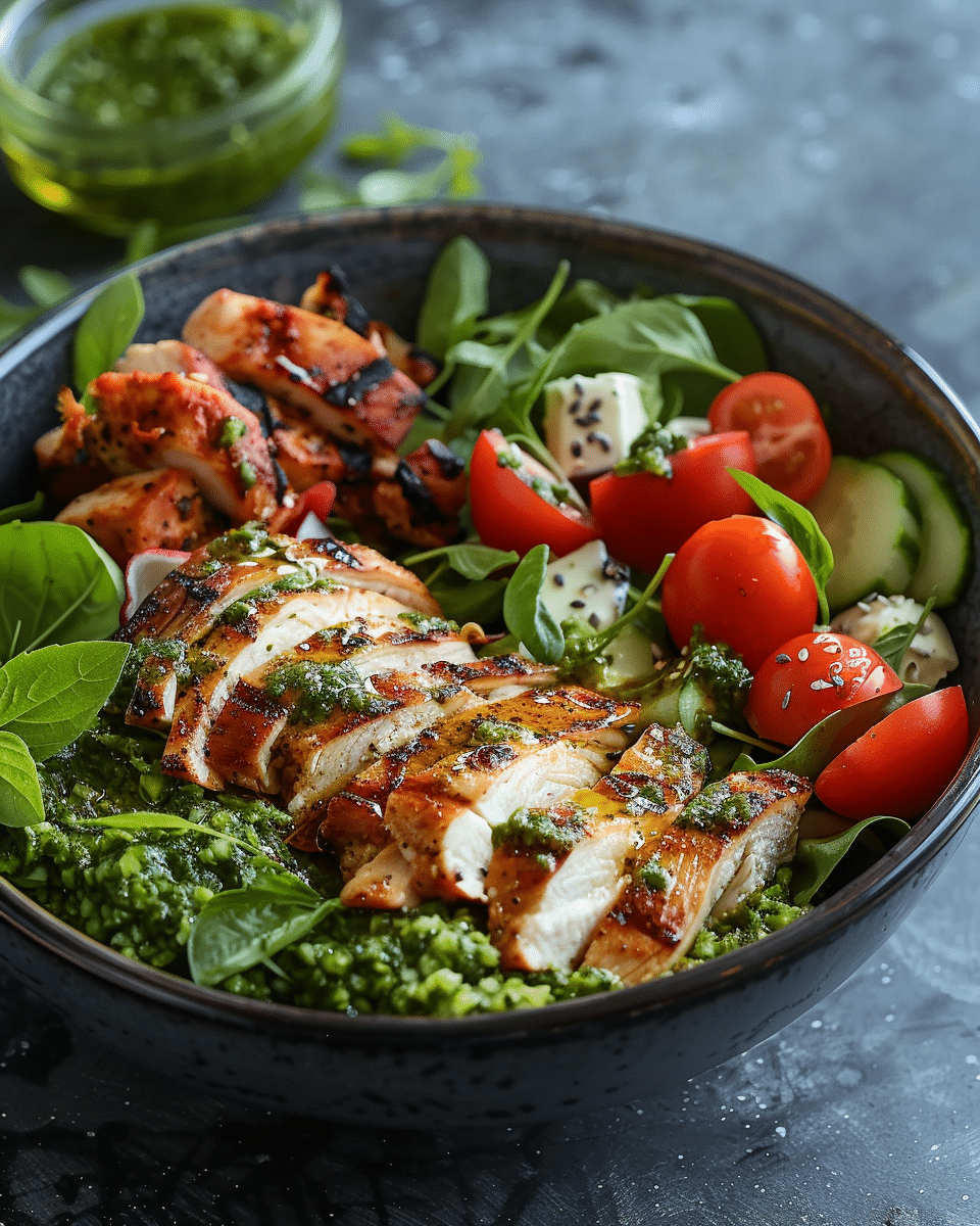 Chicken Pesto Bowls with Summer Salad