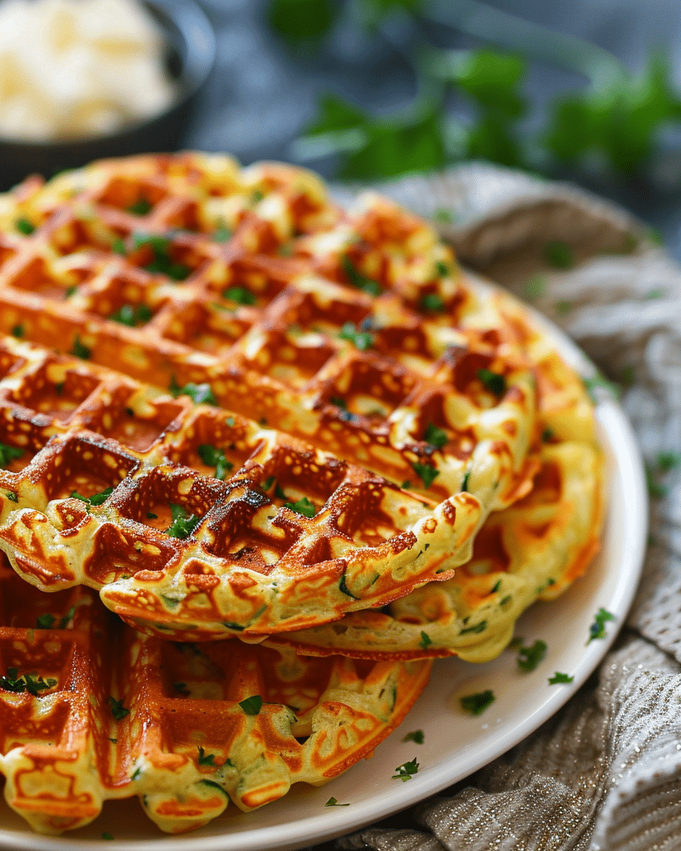 Keto Cheddar Zucchini Waffles