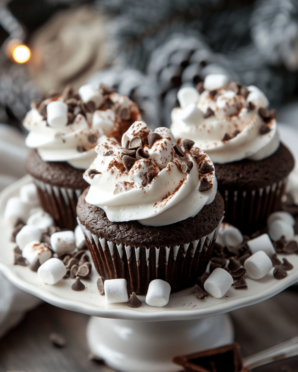 Hot Chocolate Cupcakes with Marshmallow Buttercream