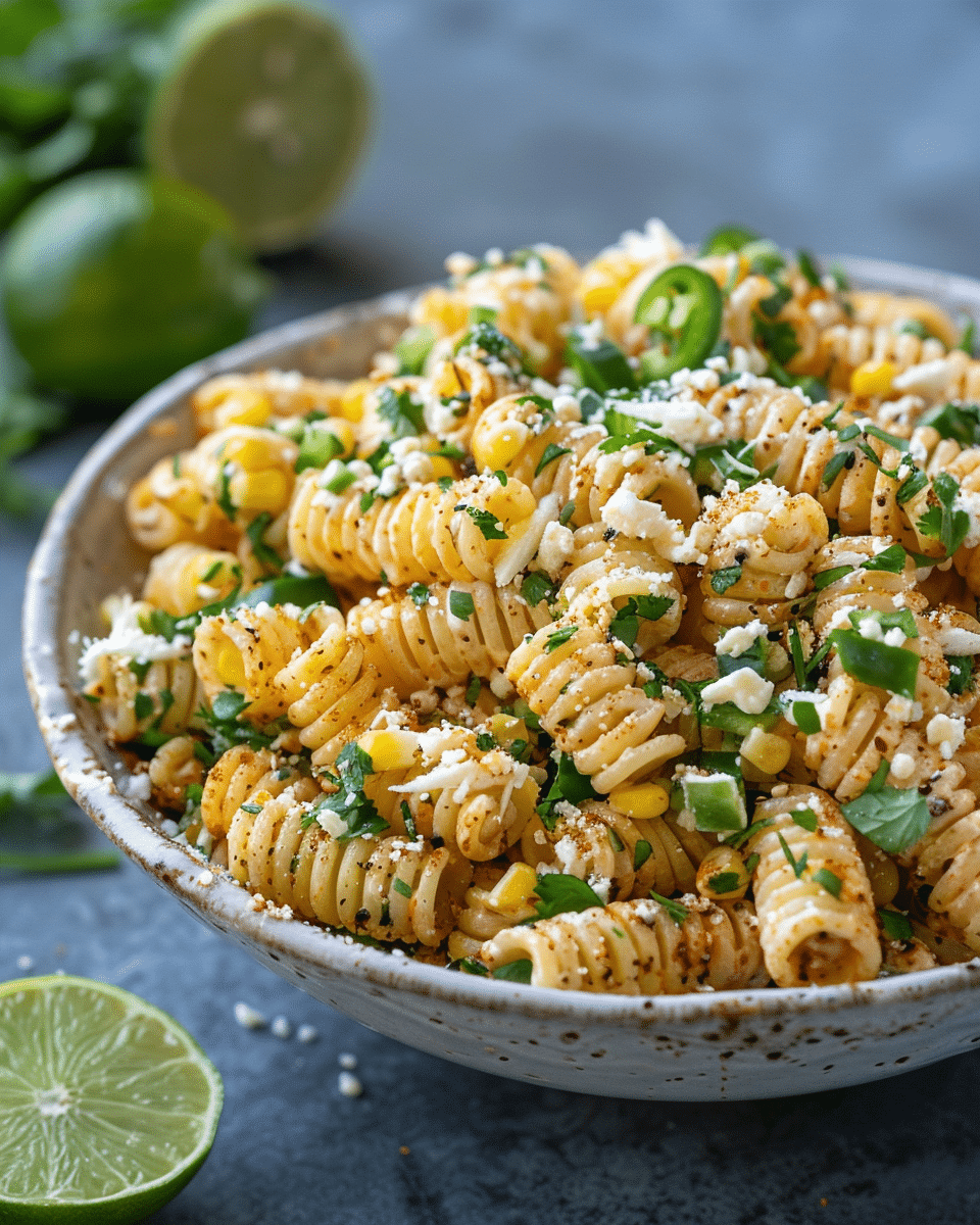 Elote Pasta Salad Recipe (Mexican Street Corn Pasta Salad)