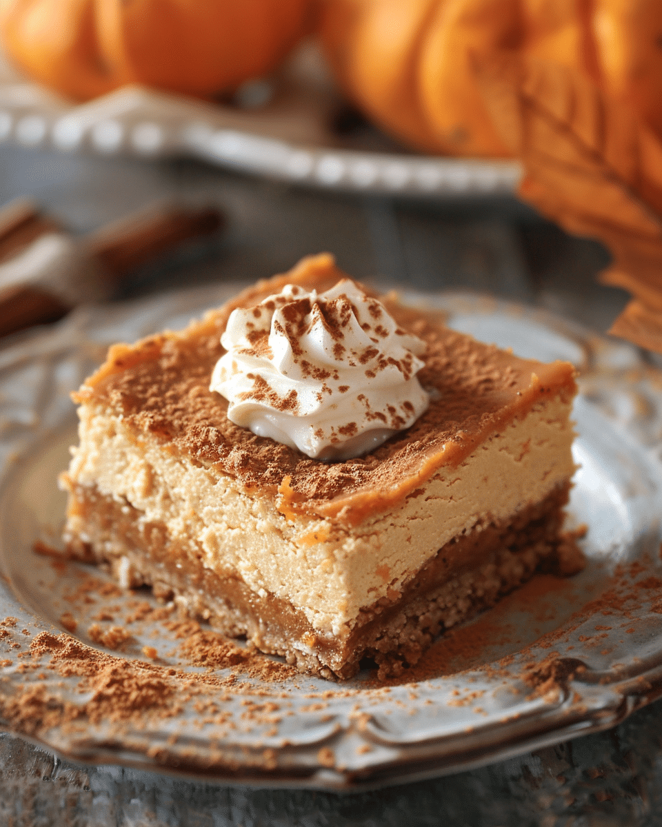 Pumpkin Cheesecake Bars with Chocolate Cookie Crust